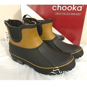 NEW Chooka Women's Chelsea Memory Foam Rain Boots BROWN
